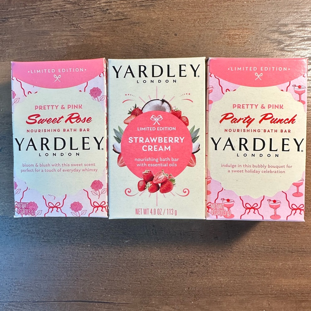 Yardley London 3 Limited Edition Soap Party Punch, Sweet Rose & Strawberry Cream